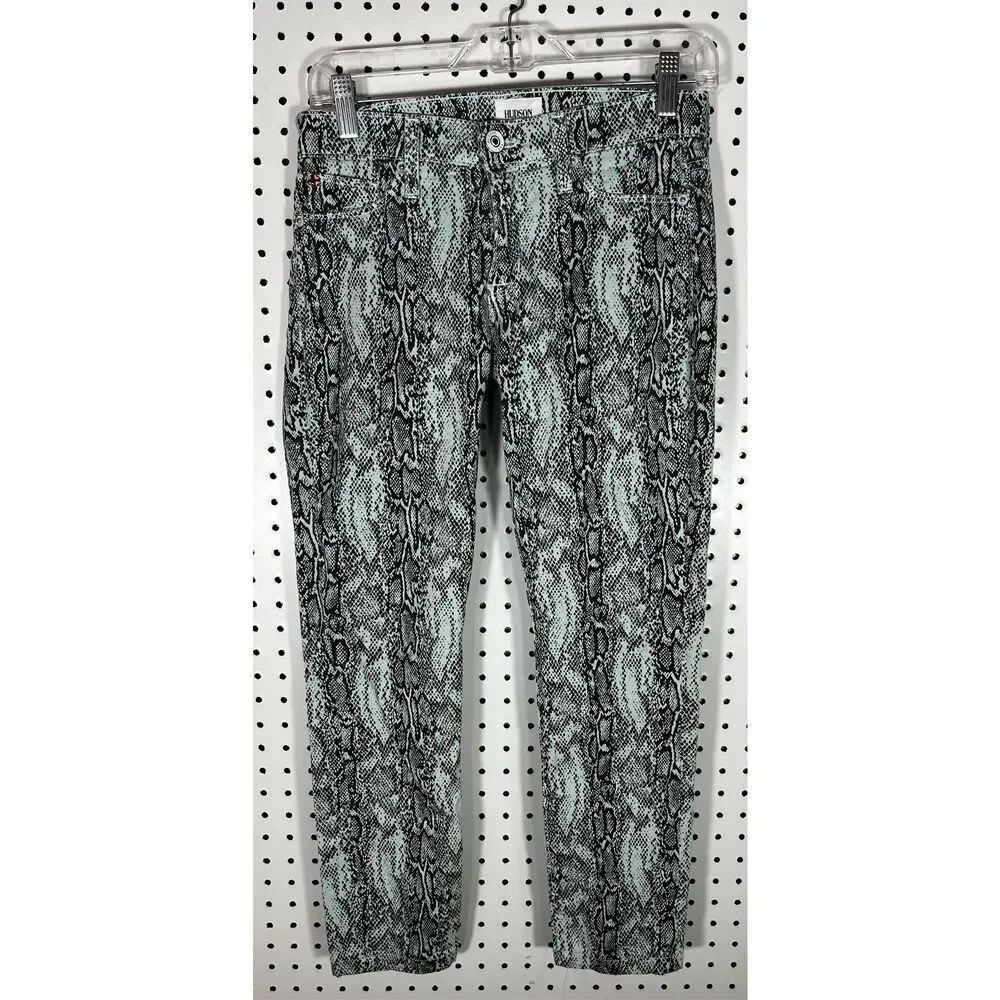 Hudson Nico Mid Rise super skinny snakeskin print jeans size 26